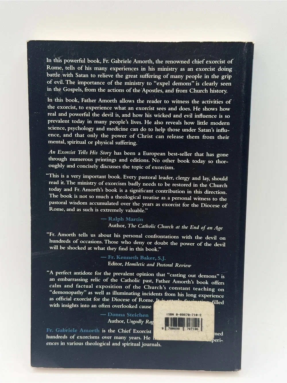 An Exorcist Tells His Story by Gabriele Amorth (1999, Paperback Book)